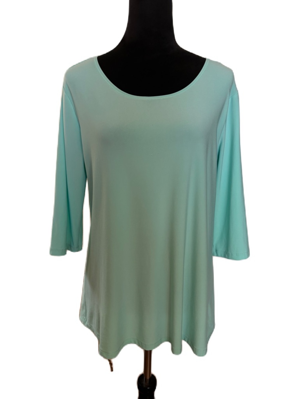 Women's Mint Green Scoop Neck 3/4 Sleeve Blouse
